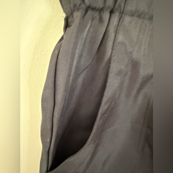 Basico black silky shorts elastic drawstring waist roomy front & back pockets M - Picture 4 of 11